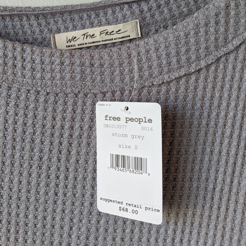 Free People North Shore Thermal Long Sleeve Gray - Picture 7 of 8